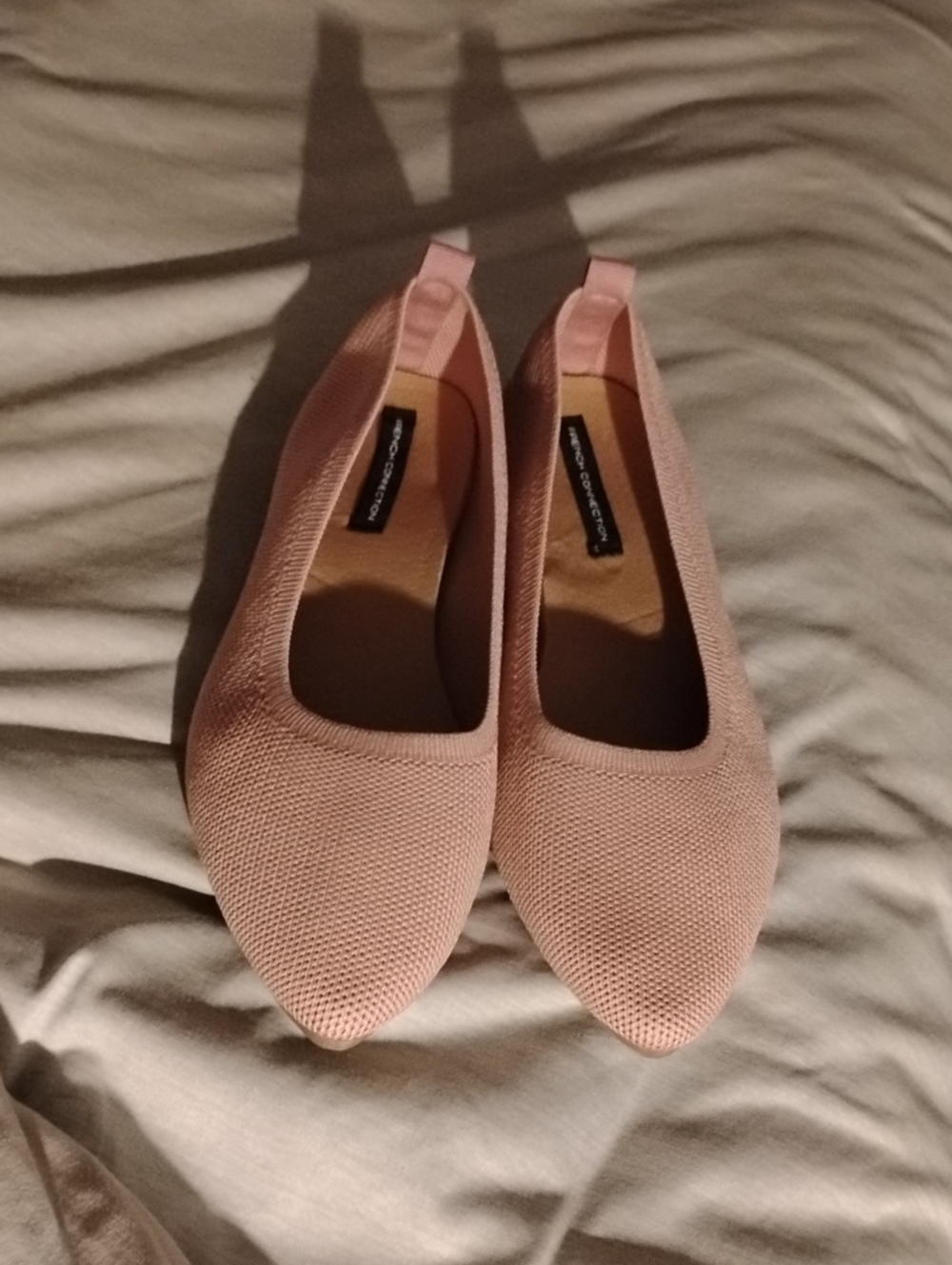 French Connection Blush Knit Pointed Ballet Flats